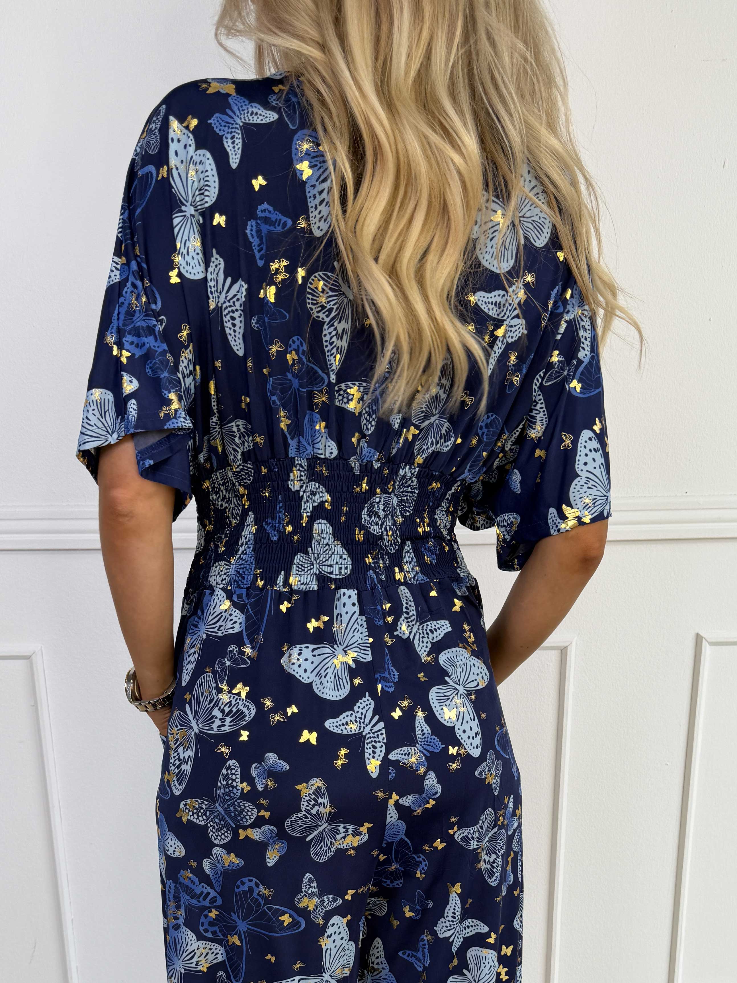 Pams Butterfly Jumpsuit - Elastisk buksedragt i sommerfugleprint